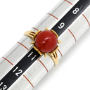 ノンブランド NON BRAND 珊瑚 8mm イエローゴールド K18YG 珊瑚 リング 指輪 サンゴ さんご 赤 血赤 レッド ラウンドシェイプ 10.5号