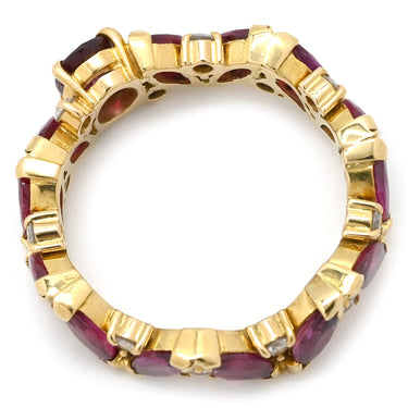 ノンブランド NON BRAND ルビー ダイヤリング イエローゴールド K18YG ルビー ダイヤモンド リング 指輪 レッド 赤 オーバルミックスカット 18K 750 YG 11号