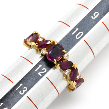 ノンブランド NON BRAND ルビー ダイヤリング イエローゴールド K18YG ルビー ダイヤモンド リング 指輪 レッド 赤 オーバルミックスカット 18K 750 YG 11号