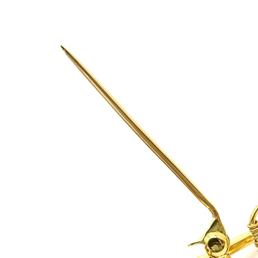 ノンブランド NON BRAND ダイヤ サファイア イエローゴールド K18YG エメラルド ダイヤモンド ブローチ バイオリンモチーフ YG 18K ピンブローチ ブルー 青 楽器 パヴェダイヤ