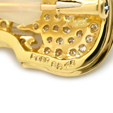 ノンブランド NON BRAND ダイヤ サファイア イエローゴールド K18YG エメラルド ダイヤモンド ブローチ バイオリンモチーフ YG 18K ピンブローチ ブルー 青 楽器 パヴェダイヤ