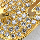 ノンブランド NON BRAND ダイヤ サファイア イエローゴールド K18YG エメラルド ダイヤモンド ブローチ バイオリンモチーフ YG 18K ピンブローチ ブルー 青 楽器 パヴェダイヤ