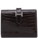 エルメス HERMES ベアンコンパクト ハバナ アリゲーター 二つ折り財布 シルバー金具 茶 クロコ