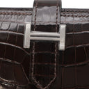 エルメス HERMES ベアンコンパクト ハバナ アリゲーター 二つ折り財布 シルバー金具 茶 クロコ