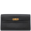 エルメス HERMES ケリーウォレット ロング トゥーゴー ブラック ヴォーエプソン 長財布 ゴールド金具 黒 ショルダー