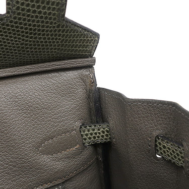 エルメス HERMES バーキン25 グリフォンセ リザード ハンドバッグ シルバー金具