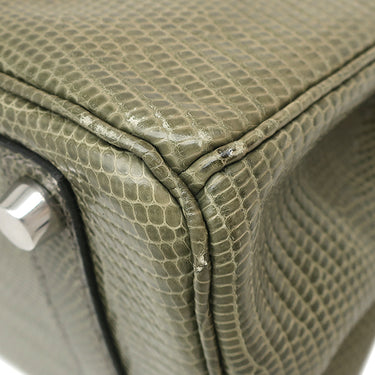 エルメス HERMES バーキン25 グリフォンセ リザード ハンドバッグ シルバー金具