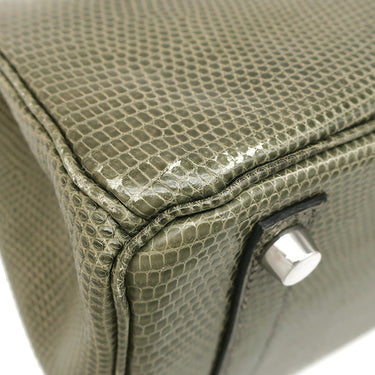 エルメス HERMES バーキン25 グリフォンセ リザード ハンドバッグ シルバー金具