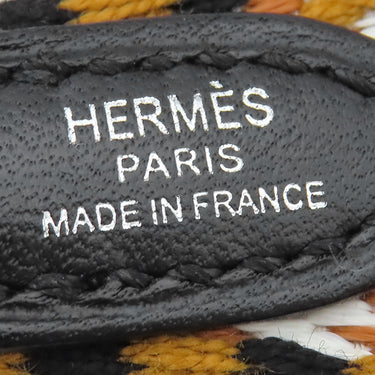 エルメス HERMES バンドリエール サングル ジグザグ セサミ×ホワイト×ブラック スイフト トワルコットン ショルダーストラップ シルバー金具 黒 白 茶