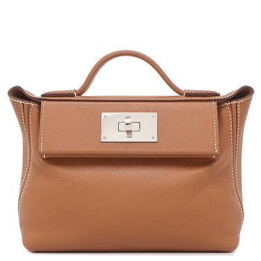 エルメス HERMES サック ヴァンキャトル 24/24 ミニ 21 ゴールド エバーカラー スイフト 2WAYバッグ シルバー金具 茶 ショルダー