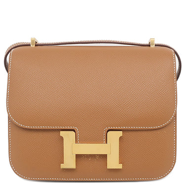 エルメス HERMES コンスタンス3 ミニ ゴールド ヴォーエプソン ショルダーバッグ ゴールド金具 茶
