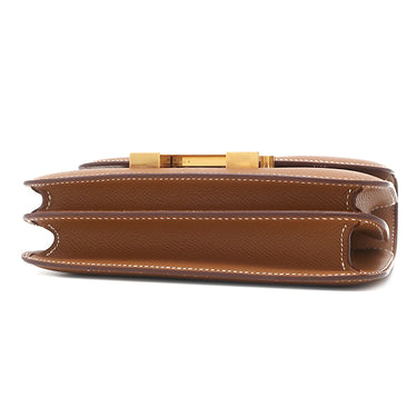 エルメス HERMES コンスタンス3 ミニ ゴールド ヴォーエプソン ショルダーバッグ ゴールド金具 茶