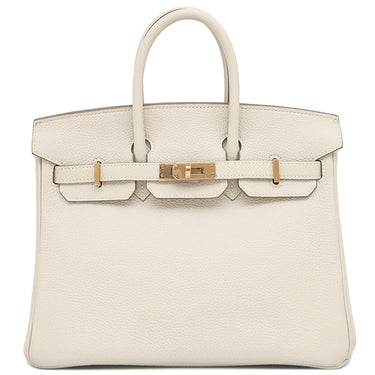 エルメス HERMES バーキン25 クレ トゴ ハンドバッグ ローズゴールド金具 オフホワイト RG PG