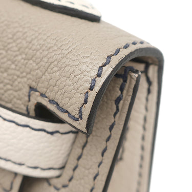 エルメス HERMES ミニケリードゥ 外縫い エトゥープ×ナタ シェーブル シェーブルシャムキラ 2WAYバッグ シャンパンゴールド金具 【PO品】 グレージュ オフホワイト バイカラー