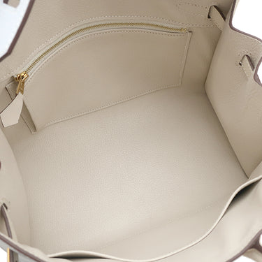 エルメス HERMES バーキン25 ブループリュム×ナタ ヴォーエプソン ハンドバッグ マットゴールド金具 【PO品】 水色 アイボリー バイカラー ゴールド金具