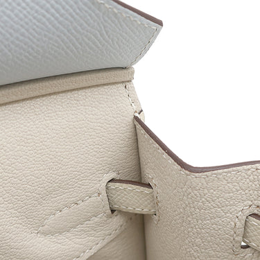 エルメス HERMES バーキン25 ブループリュム×ナタ ヴォーエプソン ハンドバッグ マットゴールド金具 【PO品】 水色 アイボリー バイカラー ゴールド金具