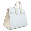 エルメス HERMES バーキン25 ブループリュム×ナタ ヴォーエプソン ハンドバッグ マットゴールド金具 【PO品】 水色 アイボリー バイカラー ゴールド金具