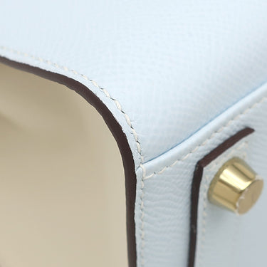 エルメス HERMES バーキン25 ブループリュム×ナタ ヴォーエプソン ハンドバッグ マットゴールド金具 【PO品】 水色 アイボリー バイカラー ゴールド金具