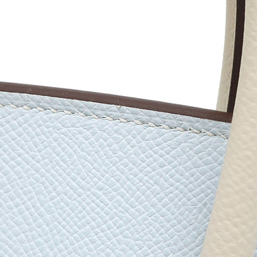 エルメス HERMES バーキン25 ブループリュム×ナタ ヴォーエプソン ハンドバッグ マットゴールド金具 【PO品】 水色 アイボリー バイカラー ゴールド金具