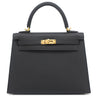 エルメス HERMES ケリー25 外縫い ブラック ヴォーエプソン 2WAYバッグ ゴールド金具 黒