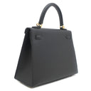 エルメス HERMES ケリー25 外縫い ブラック ヴォーエプソン 2WAYバッグ ゴールド金具 黒