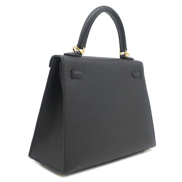 エルメス HERMES ケリー25 外縫い ブラック ヴォーエプソン 2WAYバッグ ゴールド金具 黒