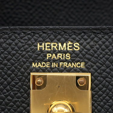 エルメス HERMES ケリー25 外縫い ブラック ヴォーエプソン 2WAYバッグ ゴールド金具 黒