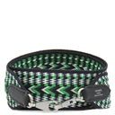 エルメス HERMES バンドリエール サングル アレグロ 50mm 黒×バンブー×白×ブルーインディゴ スイフト トワルコットン ショルダーストラップ シルバー金具 緑 黒