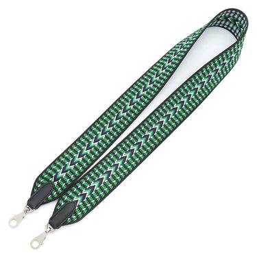 エルメス HERMES バンドリエール サングル アレグロ 50mm 黒×バンブー×白×ブルーインディゴ スイフト トワルコットン ショルダーストラップ シルバー金具 緑 黒