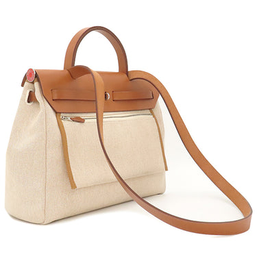 エルメス HERMES エールバッグジップPM 31 ナチュラルサブレ×エクリュ レザー ヴァッシュハンター トワルHレリーフ 2WAYバッグ シルバー金具 【PO品】 ブリッド ドゥ ガラ クロシェットに刻印有