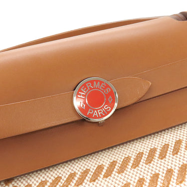 エルメス HERMES エールバッグジップPM 31 ナチュラルサブレ×エクリュ レザー ヴァッシュハンター トワルHレリーフ 2WAYバッグ シルバー金具 【PO品】 ブリッド ドゥ ガラ クロシェットに刻印有