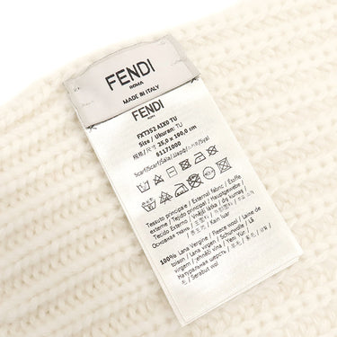 フェンディ FENDI ロゴ ニット FXT352 クリーム ウール マフラー アイボリー 白