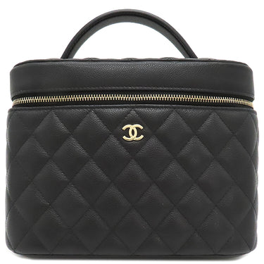 シャネル CHANEL タイムレスクラシック バニティ AP2573 ブラック レザー キャビアスキン ハンドバッグ ゴールド金具 トップハンドル ヴァニティ 黒