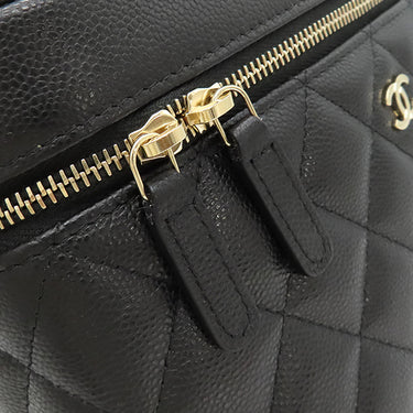 シャネル CHANEL タイムレスクラシック バニティ AP2573 ブラック レザー キャビアスキン ハンドバッグ ゴールド金具 トップハンドル ヴァニティ 黒
