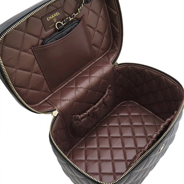 シャネル CHANEL タイムレスクラシック バニティ AP2573 ブラック レザー キャビアスキン ハンドバッグ ゴールド金具 トップハンドル ヴァニティ 黒