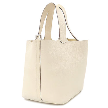 エルメス HERMES ピコタンロックMM ナタ トリヨンクレマンス ハンドバッグ シルバー金具 アイボリー