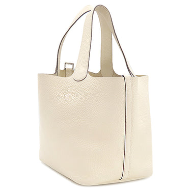 エルメス HERMES ピコタンロックMM ナタ トリヨンクレマンス ハンドバッグ シルバー金具 アイボリー