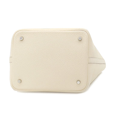 エルメス HERMES ピコタンロックMM ナタ トリヨンクレマンス ハンドバッグ シルバー金具 アイボリー