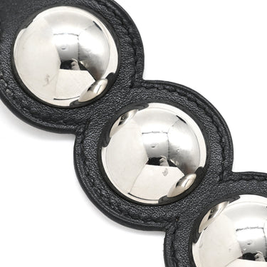 エルメス HERMES パッサージュ クルーテ ブラック レザー GP T2 ブレスレット シルバー金具 黒