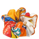 エルメス HERMES クラウディア シュシュ オレンジ×マルチカラー シルク ヘアアクセサリー