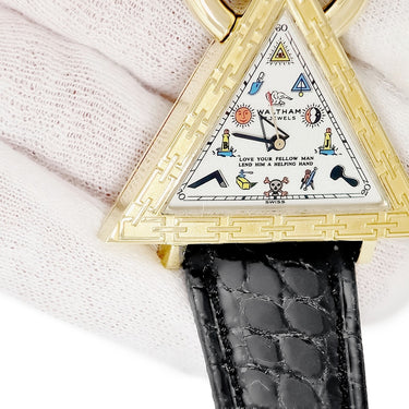 腕時計 ウォルサム WALTHAM フリーメイソン トライアングル 96380.74 手巻き メンズ K18YG無垢 シルバー 三角形 アンティーク 限定