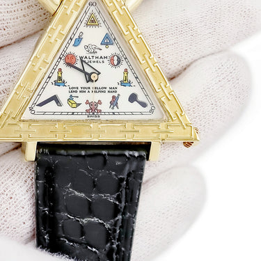 腕時計 ウォルサム WALTHAM フリーメイソン トライアングル 96380.74 手巻き メンズ K18YG無垢 シルバー 三角形 アンティーク 限定