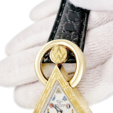 腕時計 ウォルサム WALTHAM フリーメイソン トライアングル 96380.74 手巻き メンズ K18YG無垢 シルバー 三角形 アンティーク 限定