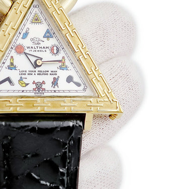 腕時計 ウォルサム WALTHAM フリーメイソン トライアングル 96380.74 手巻き メンズ K18YG無垢 シルバー 三角形 アンティーク 限定