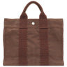 エルメス HERMES エールラインPM ブラウン キャンバス トートバッグ シルバー金具 茶