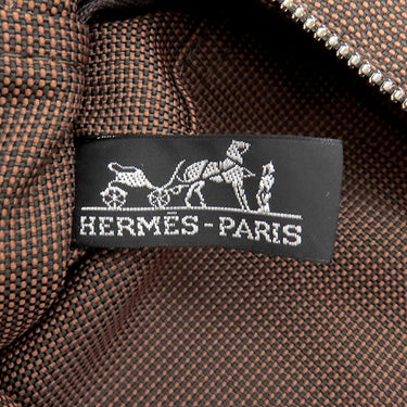 エルメス HERMES エールラインPM ブラウン キャンバス トートバッグ シルバー金具 茶
