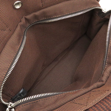 エルメス HERMES エールラインPM ブラウン キャンバス トートバッグ シルバー金具 茶