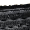 バレンシアガ BALENCIAGA ラウンドファスナー ブラック レザー 長財布 シルバー金具 黒