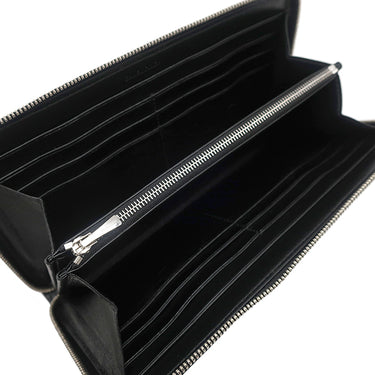 バレンシアガ BALENCIAGA ラウンドファスナー ブラック レザー 長財布 シルバー金具 黒