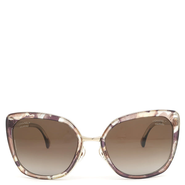 シャネル CHANEL サイドロゴ 57□20 4209 ブラウン プラスチック 真鍮